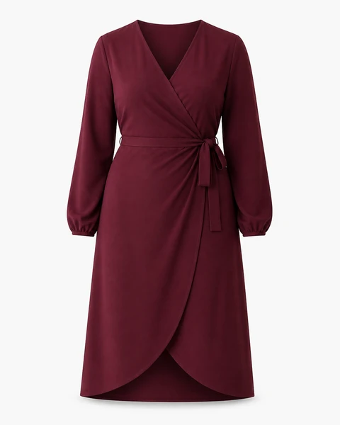 The burgundy dress used for this try-on.